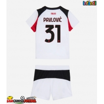 Camisa de Futebol AC Milan Strahinja Pavlovic #31 Equipamento Secundário Infantil 2025-26 Manga Curta (+ Calças curtas)